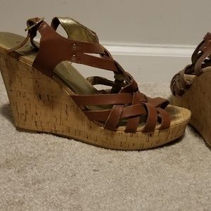 Brown wedge sandals